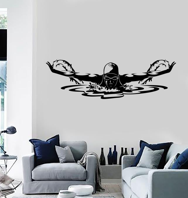 Large Wall Vinyl Decal Professional Female Butterfly Swimmer Water Sport Sticker n1122