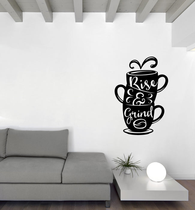Vinyl Wall Decal Words on Cup Quotes About Coffee Home Interior Decor (n1126)