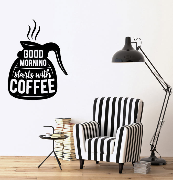 Wall Vinyl Decal Mural Words on Coffee Pot Quotes About Coffee (n1128)
