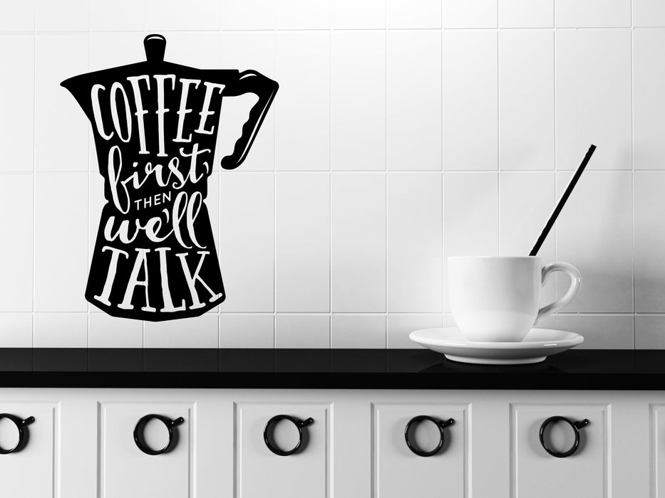 Large Wall Vinyl Decal Words on Coffee Pot Quotes About Coffee Shop Decor n1131