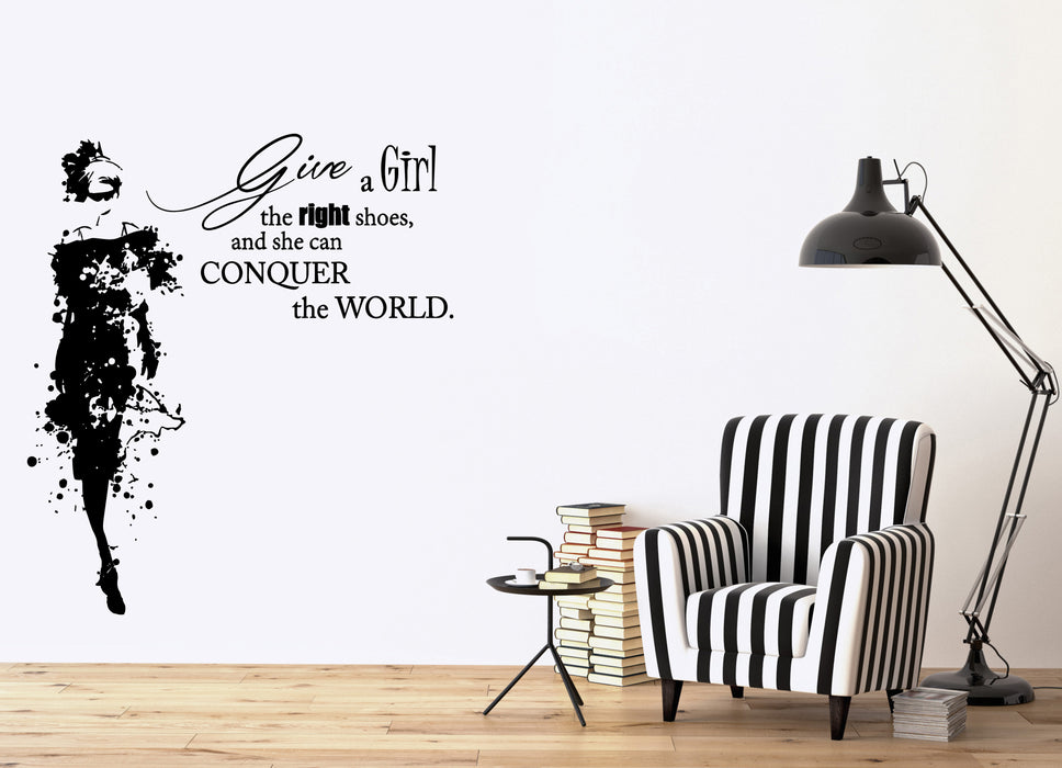 Large Wall Vinyl Decal Fashion Girl in Dress with Words Quote Sticker (n1132)
