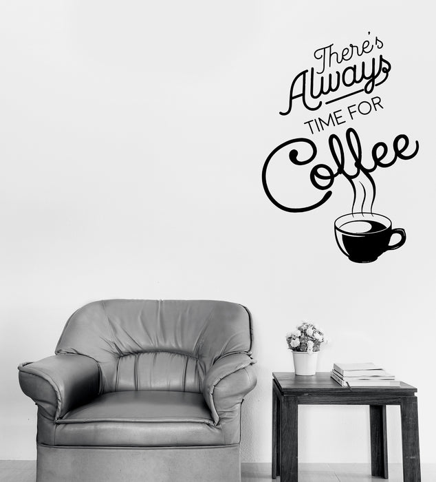 Wall Vinyl Decal Time for Coffee Words Quotes Coffee Shop Sticker Decor (n1143)
