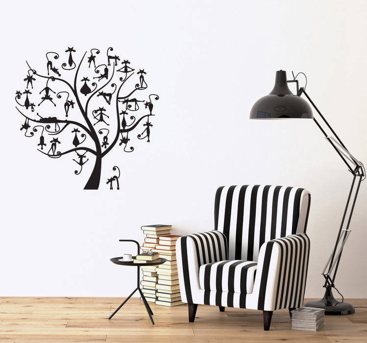 Wall Vinyl Decal Funny Family Black Cats on Tree Kids Room Decor Sticker  Unique Gift (n1170)