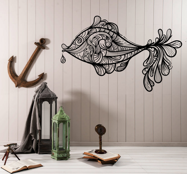 Vinyl Decal Wall Sticker Monochrome Black White Fish Sea Ocean Animals Unique Gift (n1174)