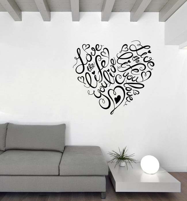Large Wall Vinyl Decal Sticker Words Heart Love Life Motivation Phrase (n1176)