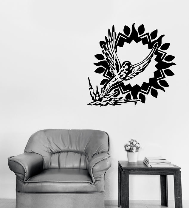 Vinyl Wall Sticker Amazing Totem Bird with Frame Sun Sign Decal Unique Gift (n1181)