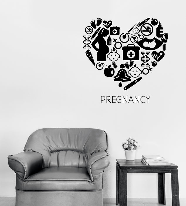 Wall Vinyl Decal Sticker Pregnancy Icons on Heart Symbol Hospital Decor Unique Gift (n1183)