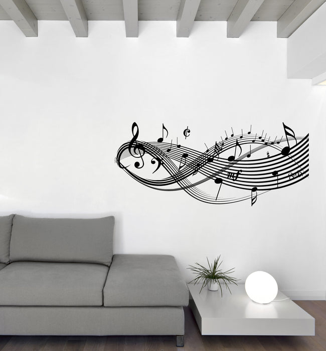 Autocollant mural en vinyle avec thème musical, notes de musique, signes musicaux, autocollant artistique, cadeau unique (n1186) 