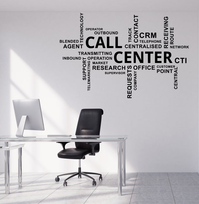 Wall Vinyl Decal Sticker Word Cloud Call Center CRM Office Decor Unique Gift (n1217)