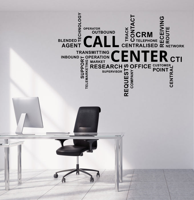 Call Center Sticker Wall Vinyl Decal Sticker Word Cloud Call Center CRM Office Decor Uniqu ...
