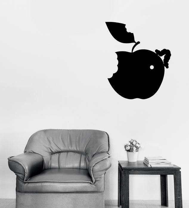 Wall Vynil Decal Caterpillar on Apple with Leaf Home Interior Decor Unique Gift (n1220)