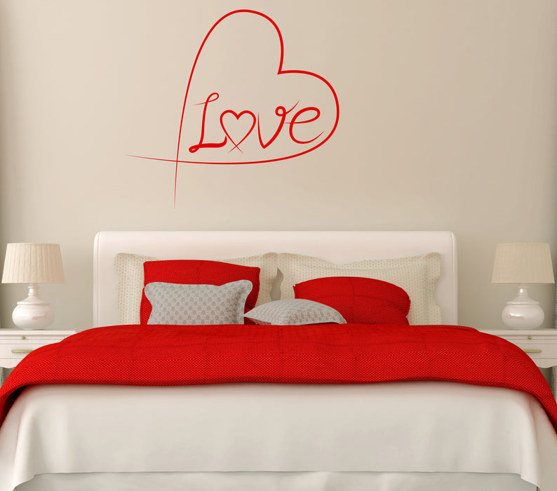 Large Wall Sticker Vinyl Decal Love Hand Lettering Heart Decor Unique Gift (n1227)