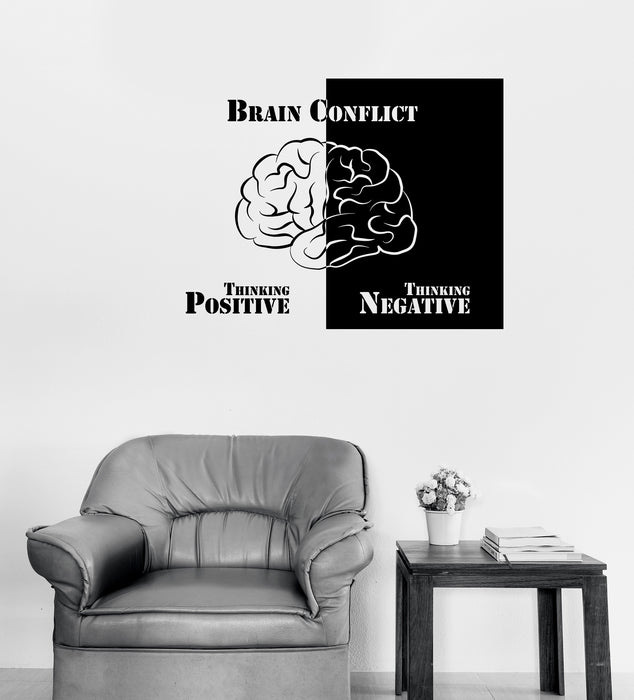 Vinyl Decal Wall Sticker Brain Conflict Image Thinking Positive Negative (n1230)