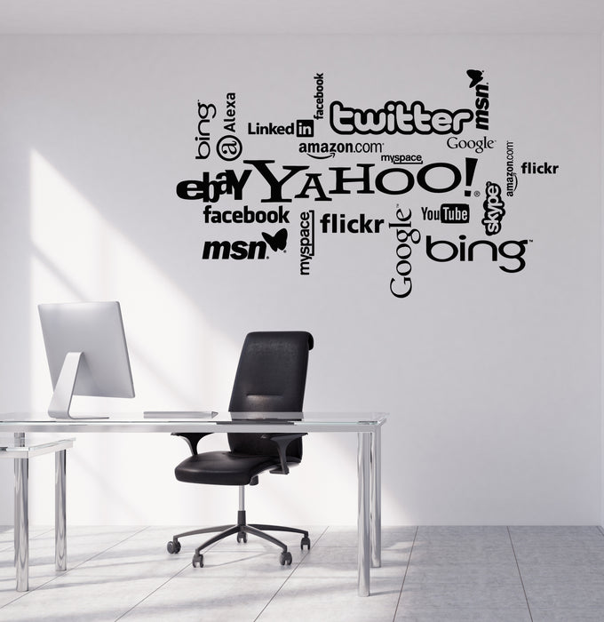 Vinyl Decal Wall Sticker Social Media Word Cloud Interior Art Unique Gift (n1232)