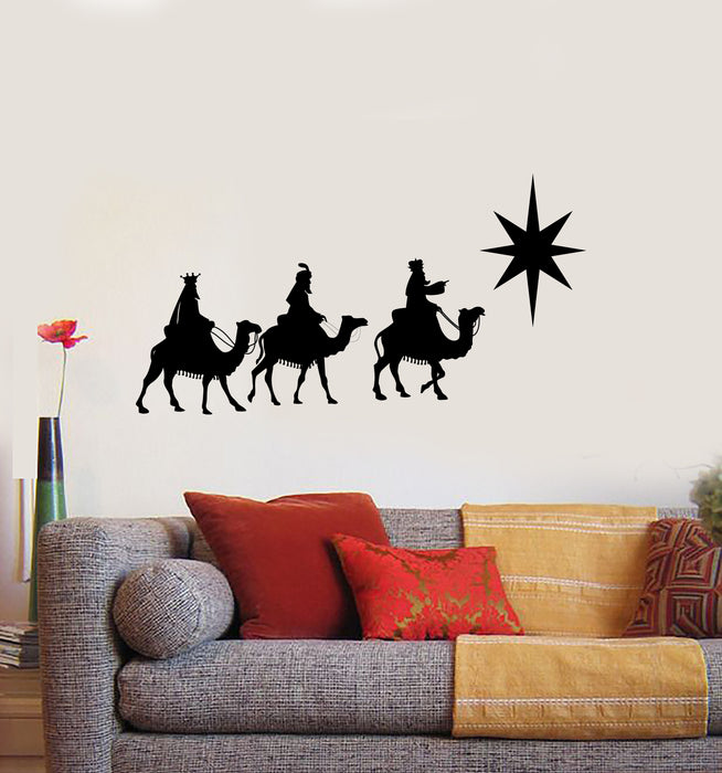 Vinyl Wall Decal Three Wise Men on Camels Back Home Interior Decor Unique Gift (n1233)