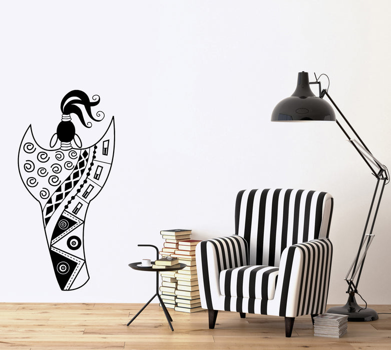 Wall Vinyl Decal Silhouette in National Costume of African Woman Unique Gift (n1236)
