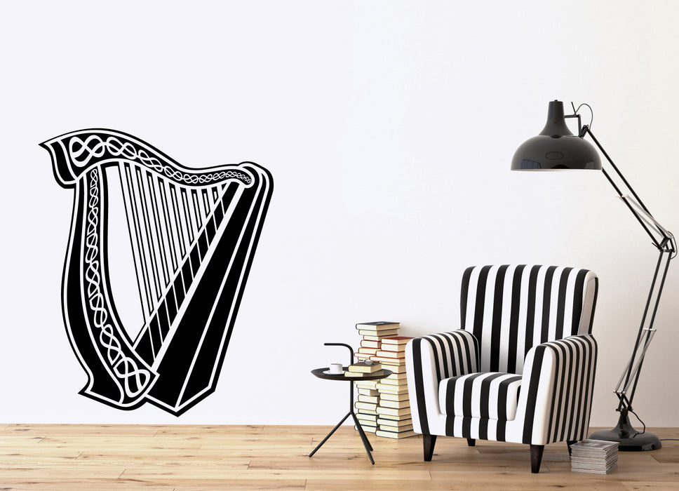 Vinyl Wall Decal Sticker Musical Instrument Harp Music School Decor Unique Gift (n1248)