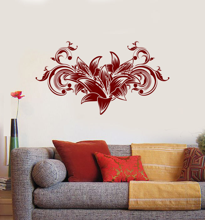 Vinyl Decal Wall Sticker Ornament Floral Pattern Flower Hibiscus  Unique Gift (n1253)