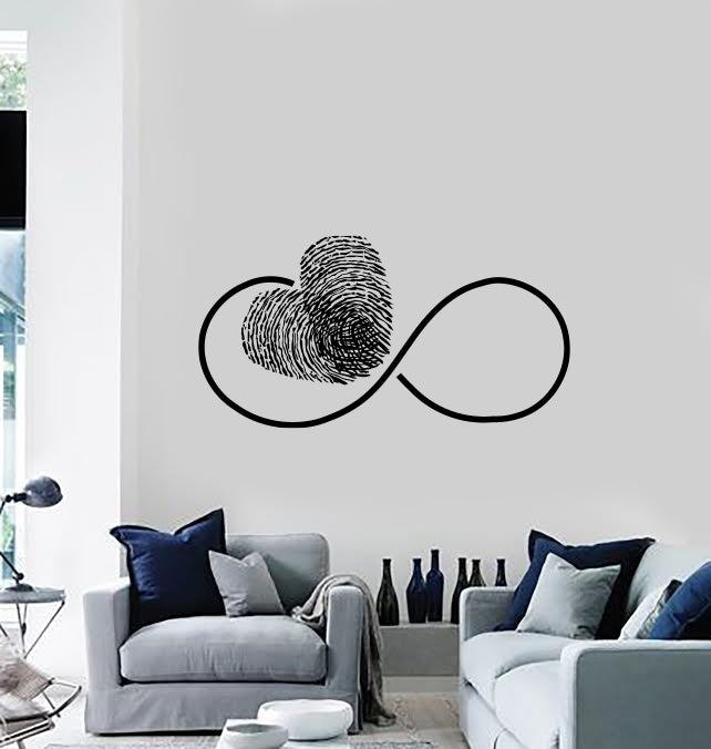 Wall Vinyl Decal Sticker Sign of Eternity with Finger Print Heart Decor Unique Gift (n1255)