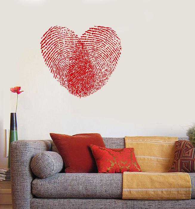 Wall Vinyl Decal Sticker Figure from Two Red Fingerprint Heart Shaped Unique Gift (n1256)