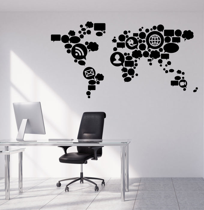 Wall Vinyl Decal Sticker Signs Social Media World Map Decor Unique Gift (n1258)