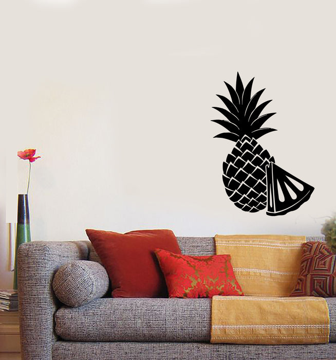 Autocollant mural en vinyle Ananas entier avec tranche d'ananas Décoration d'intérieur Cadeau unique (n1264)