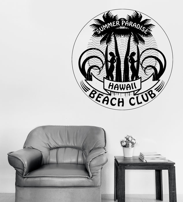 Wall Vinyl Decal Stickers Hawaii Beach Club Serfer Sign Decor Unique Gift (n1267)