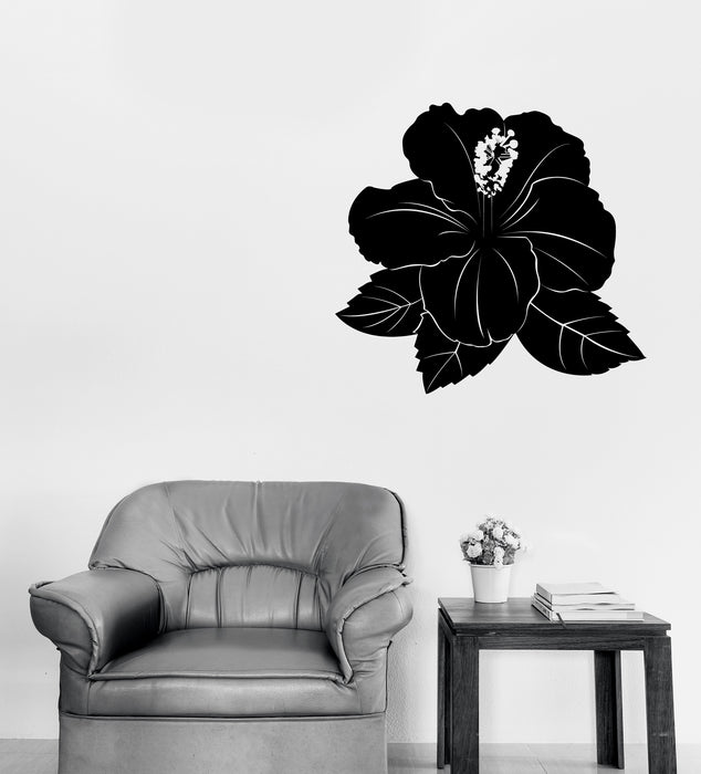 Vinyl Decal Wall Sticker Hibiscus Flower Bud and Leaves Decor Unique Gift (n1287)