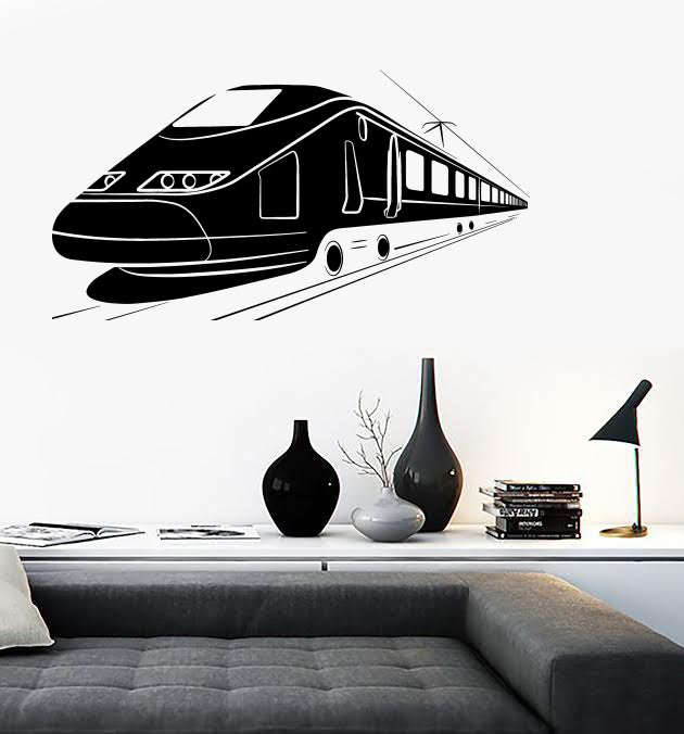 Vinyl Decal Wall Sticker Silhouette of High-Speed Passenger Train Unique Gift (n1314)