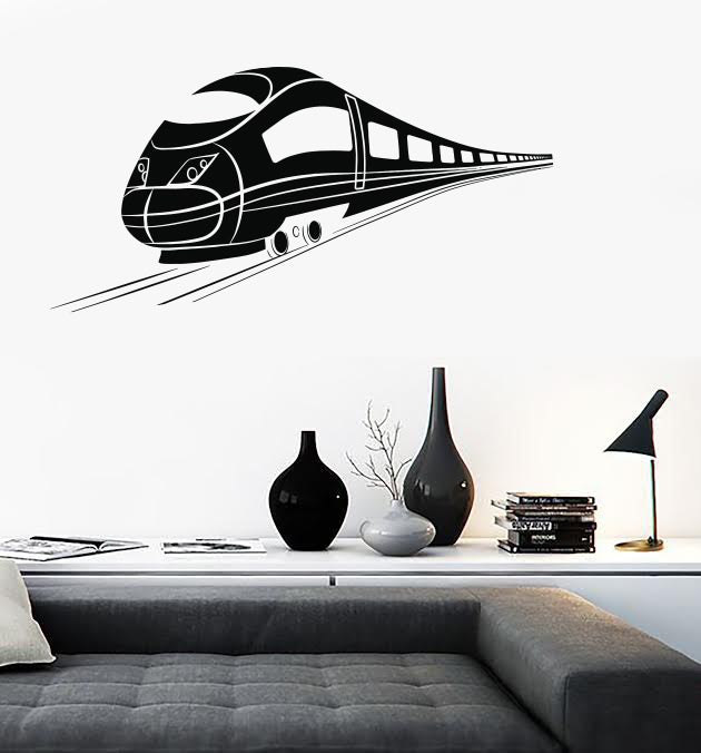 Wall Sticker Vinyl Decal Silhouette of High-Speed Passenger Train Unique Gift (n1315)