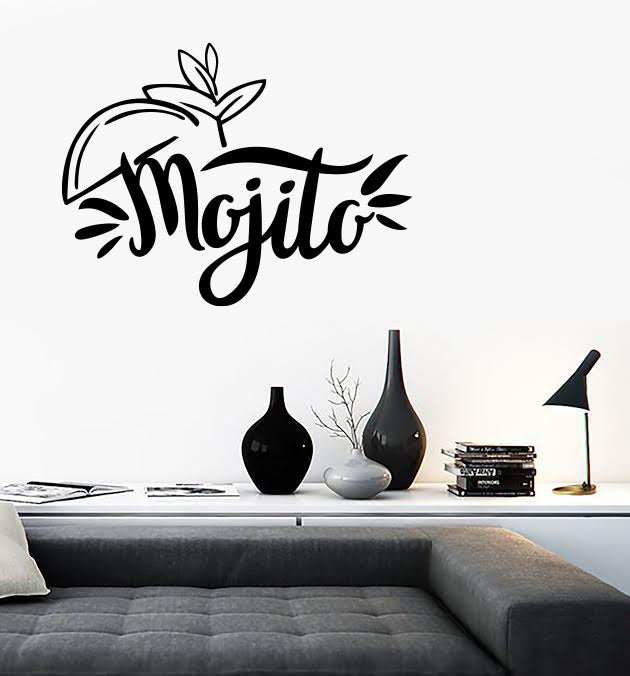 Vinyl Decal Wall Sticker Lettering Label Cocktail Mojito Cafe Bar Unique Gift (n1316)