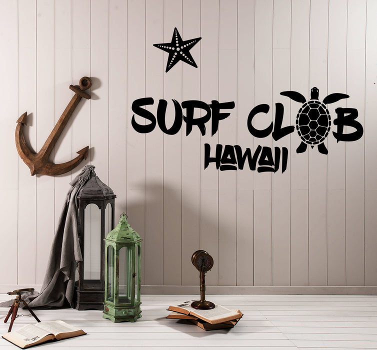 Vinyl Decal Wall Sticker Logo Labels Surf Club Sea Animal Turtle Decor Unique Gift  (n1320)