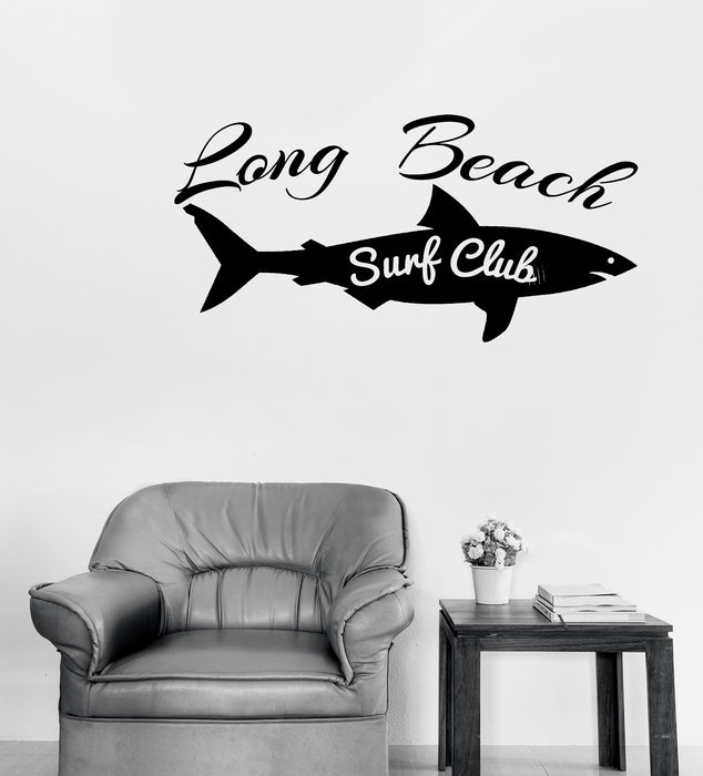 Vinyl Decal Wall Sticker Logo on Shark of Surf Club Words Lettering Surf Unique Gift (n1323)