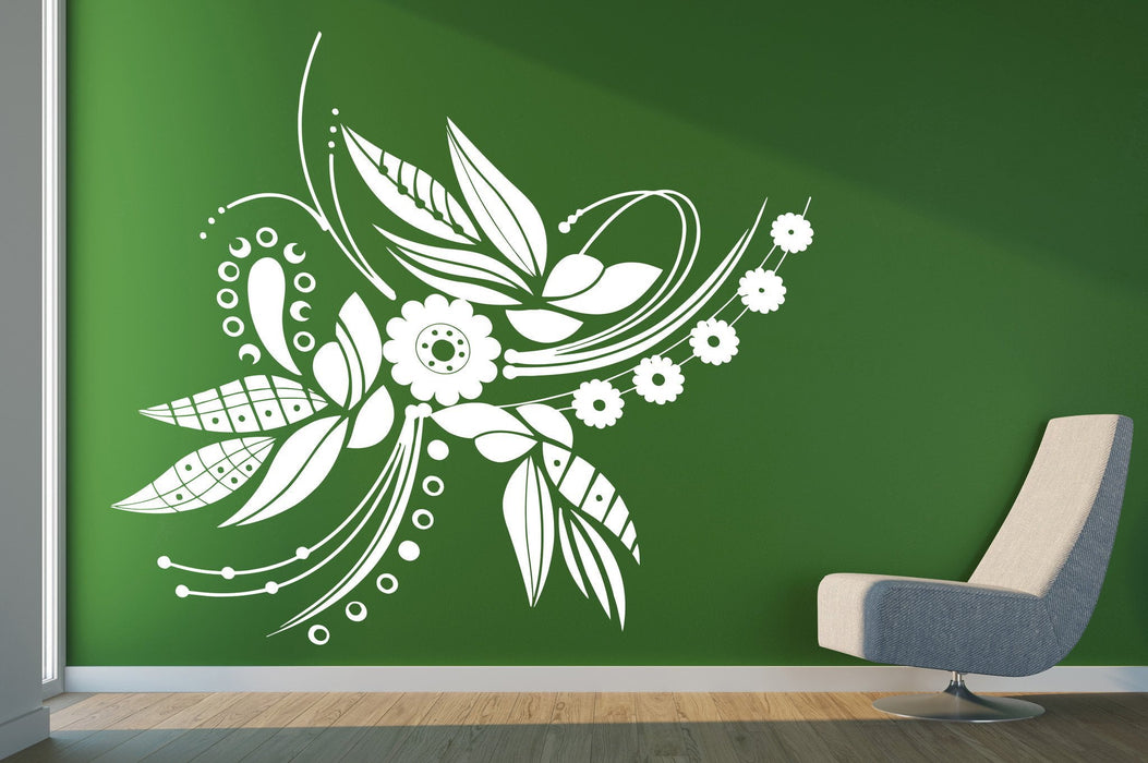 Vinyl Decal Beautiful Flower Floral Ornament for Decor Rooms Wall Stickers Unique Gift (n201)