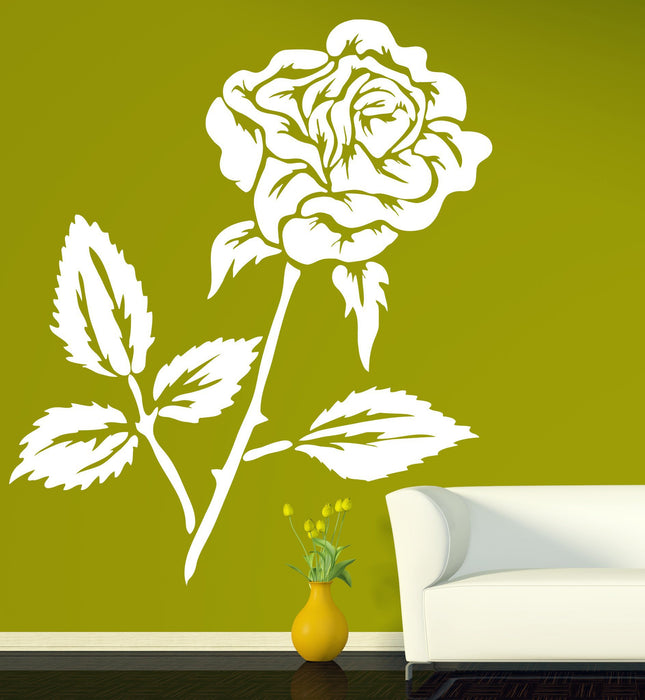 Vinyl Decal Beautiful Flower Bud Rose Thorns Leaves Wall Stickers Unique Gift (n206)