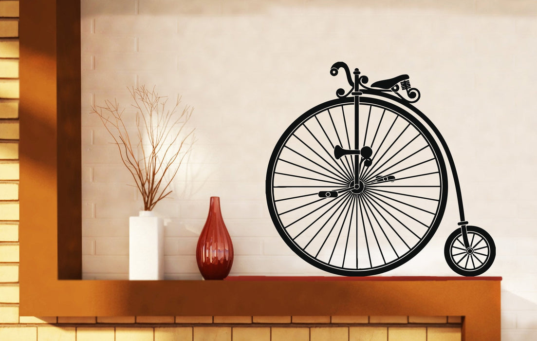 Vinyl Decal Vintage Wall Stickers Bicycle Two Wheels Brake Pedal Past Century Unique Gift (n355)
