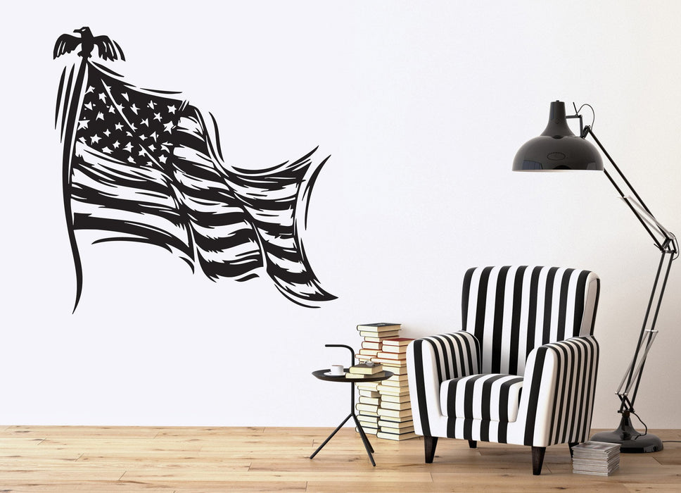 Vinyl Decal Patriotic Decor Wall Sticker Stars Striped Symbol of the State Flag of USA Unique Gift (n370)