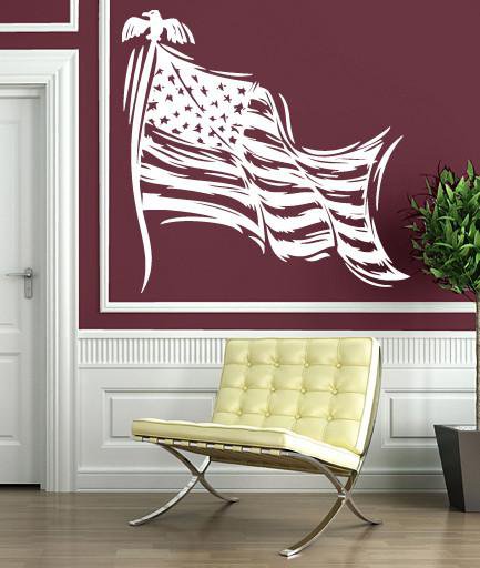 Vinyl Decal Patriotic Decor Wall Sticker Stars Striped Symbol of the State Flag of USA Unique Gift (n370)