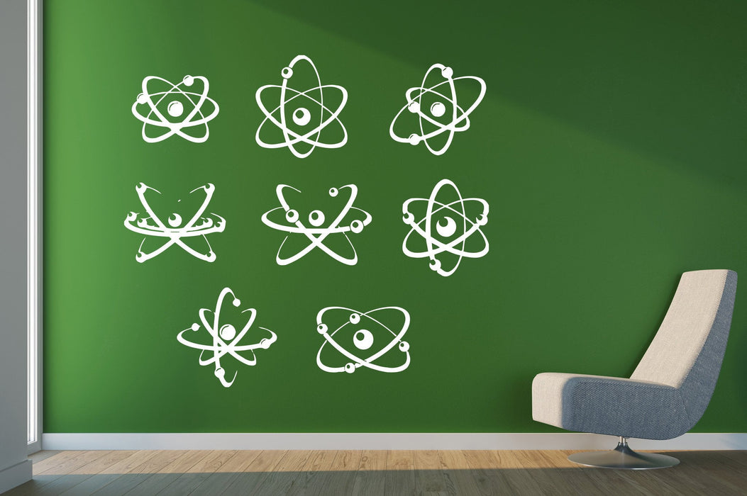 Vinyl Decal Scientific World Wall Stickers Different Examples Shapes Atoms and Molecules Unique Gift (n375)