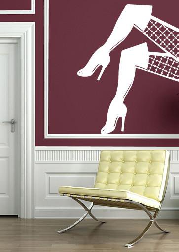 Vinyl Decal Beauty Woman Wall Sticker Graceful Female Sexy Legs Stockings Treads Unique Gift (n380)