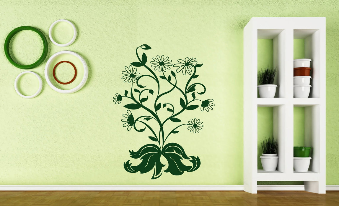 Vinyl Decal Floral Motif Wall Sticker Bush Camomiles Beautiful Bouquet of Flowers Unique Gift (n391)