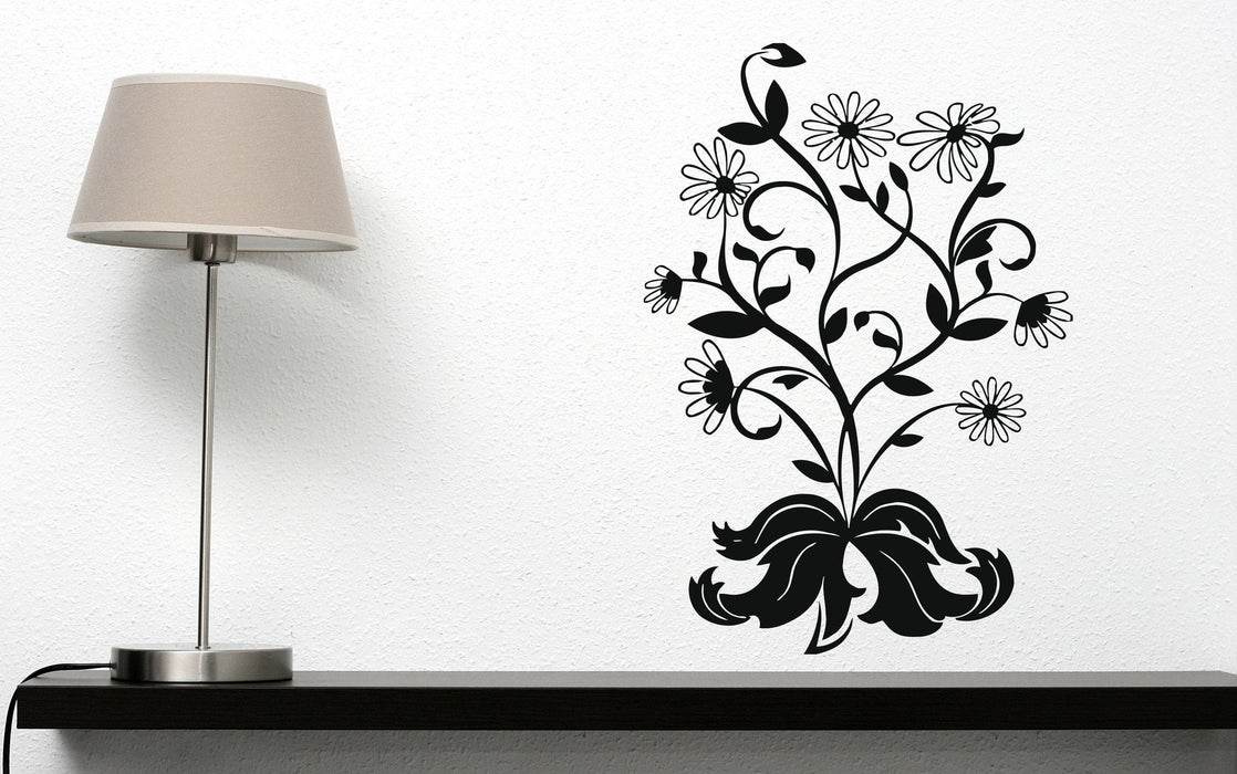 Vinyl Decal Floral Motif Wall Sticker Bush Camomiles Beautiful Bouquet of Flowers Unique Gift (n391)