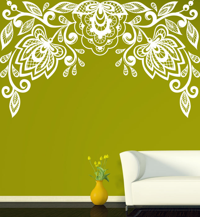Vinyl Decal Floral Pattern Wall Sticker Very Beautiful Floral Pattern Embroidery Cutwork Unique Gift (n395)