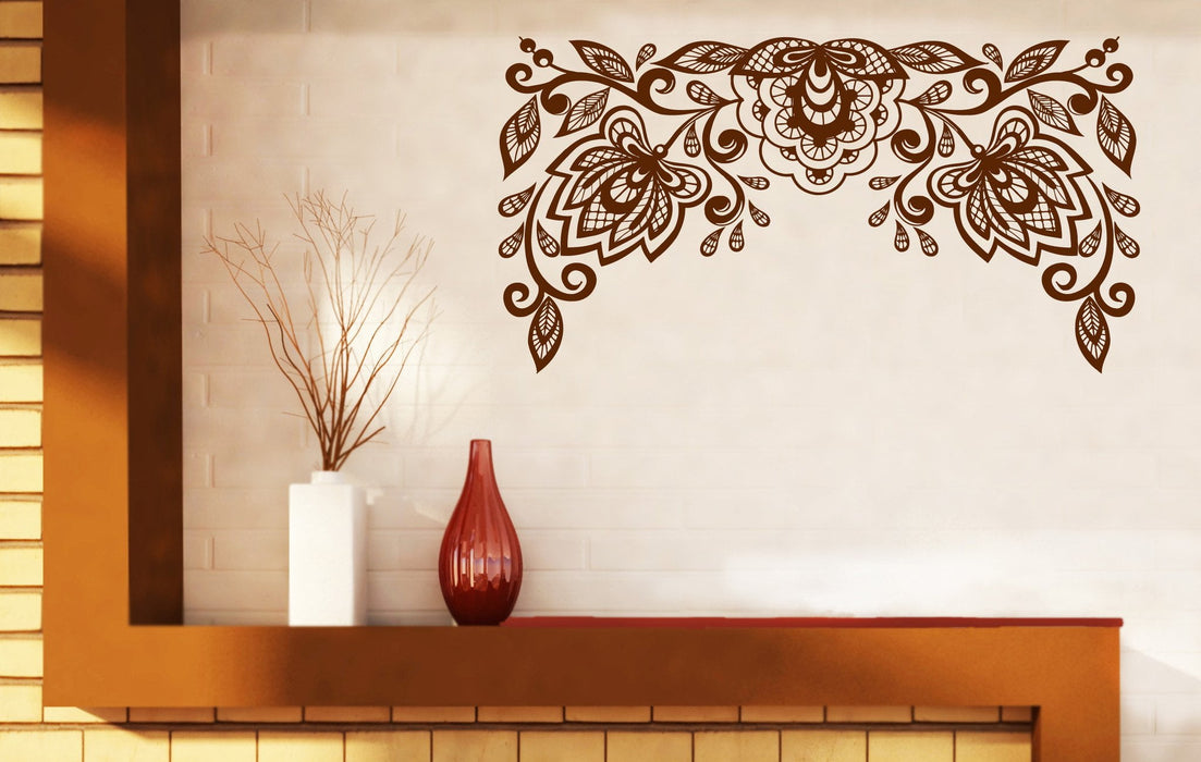 Vinyl Decal Floral Pattern Wall Sticker Very Beautiful Floral Pattern Embroidery Cutwork Unique Gift (n395)