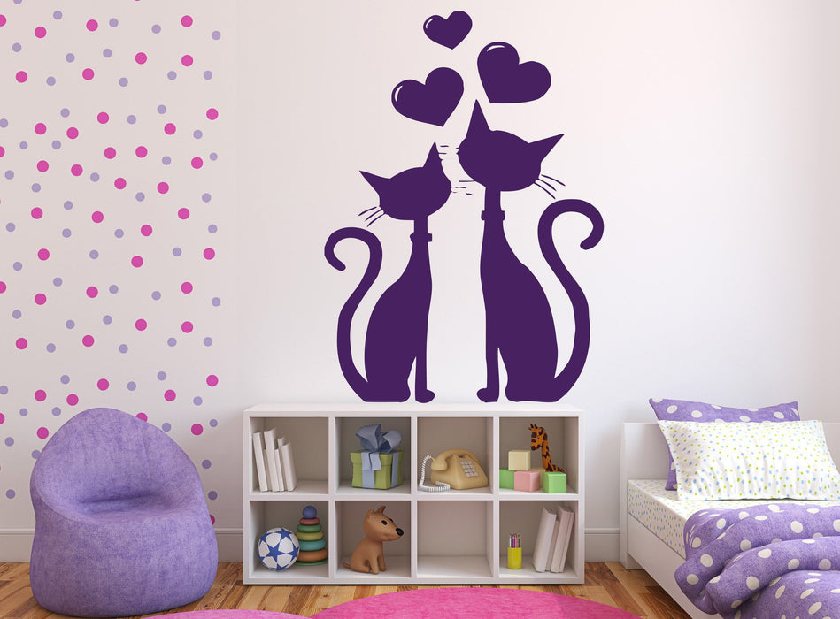 Vinyl Decal Wall Sticker Cat Couple in Love Heart in March Spring Unique Gift (n396)