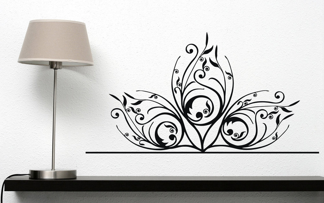 Vinyl Decal Beautiful Delicate Carving Floral Ornament Wall Sticker for Media Room or Decor Unique Gift (n410)