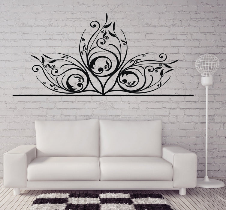 Vinyl Decal Beautiful Delicate Carving Floral Ornament Wall Sticker for Media Room or Decor Unique Gift (n410)