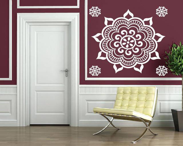 Vinyl Decal Meditation Studio Decor Wall Sticker Floral Circle Mandala Unique Gift (n429)