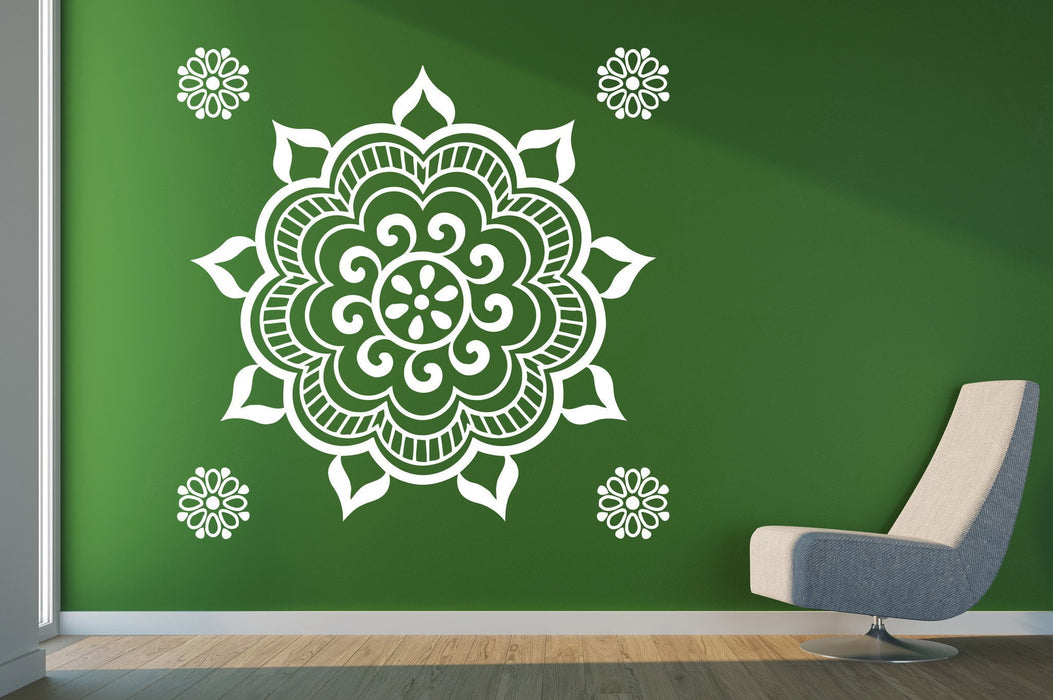 Vinyl Decal Meditation Studio Decor Wall Sticker Floral Circle Mandala Unique Gift (n429)