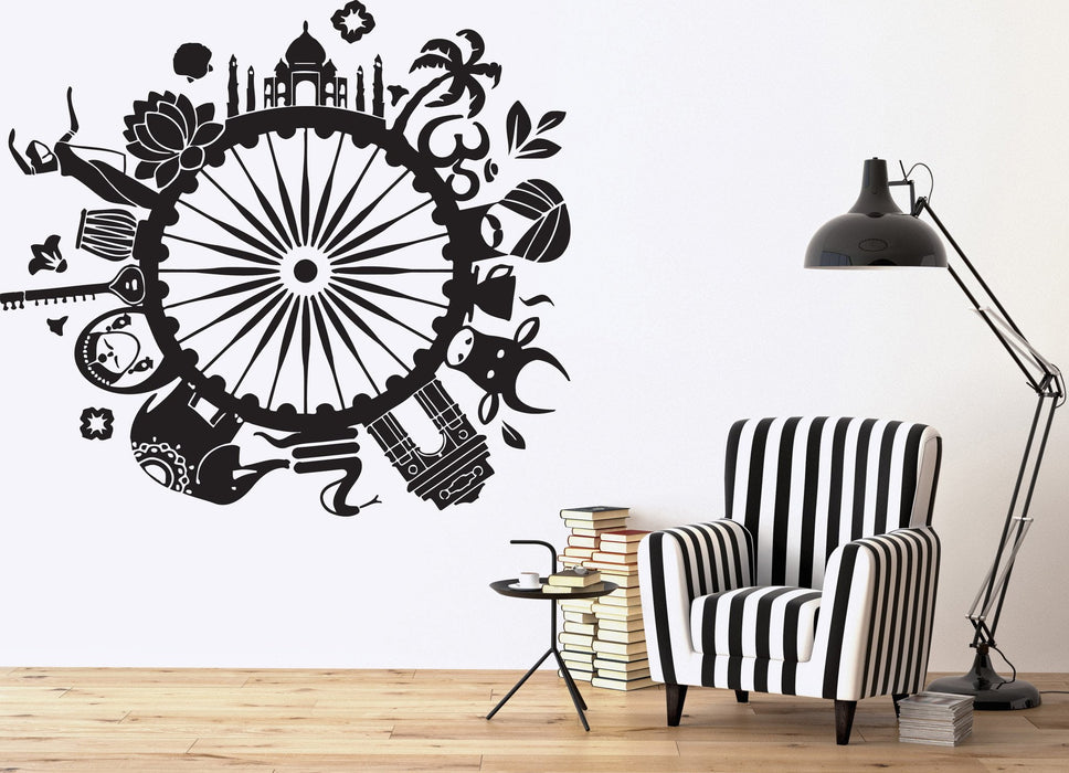 Vinyl Decal Symbols Culture Decor Wall Sticker Indian People Plants Animals Unique Gift (n431)